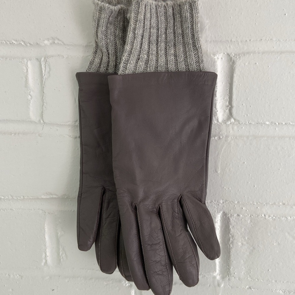 New With Tags Womens Banana Republic Grey Leather Driving Gloves For Winter - Picture 2 of 10